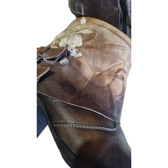Mark Nason Rock Lives Western Embroidery Roses Distressed Leather Ankle Boot 9 - Picture 10 of 14